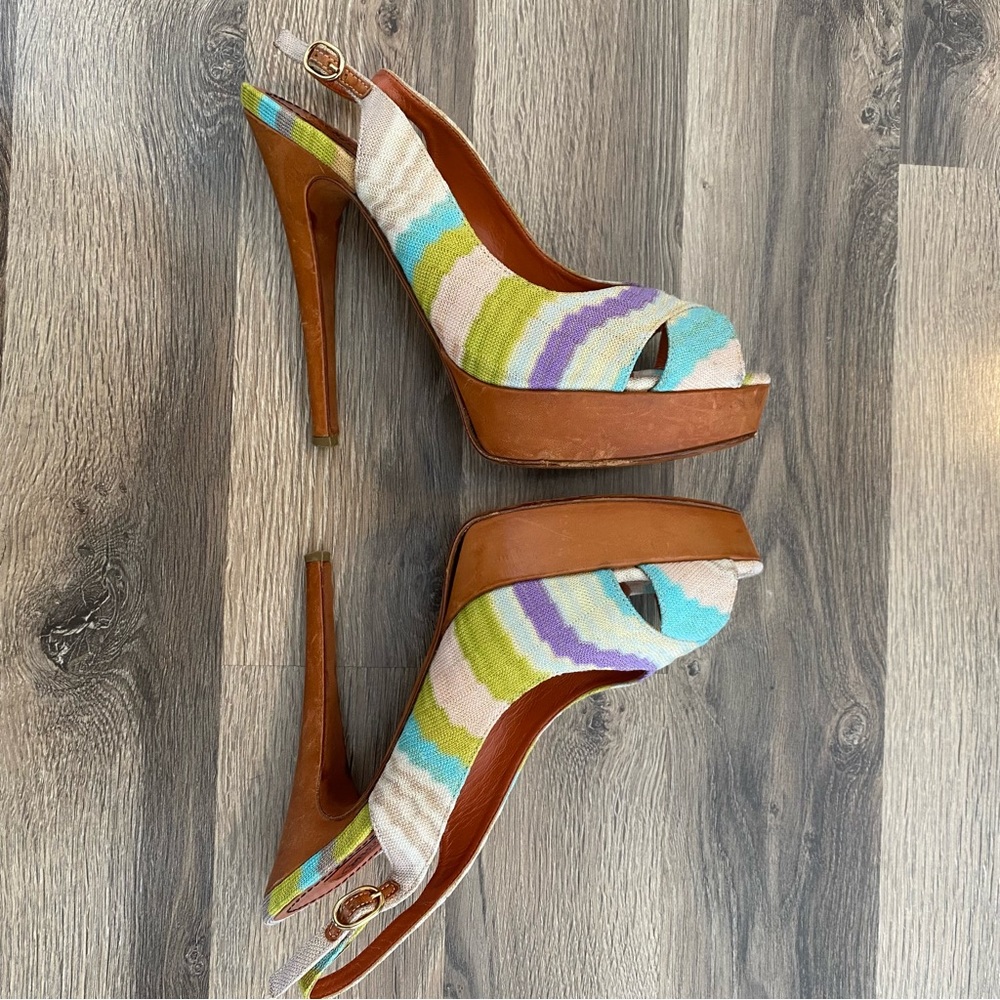 Missoni Slingback Peep Toe Pump Heels - Picture 6 of 11